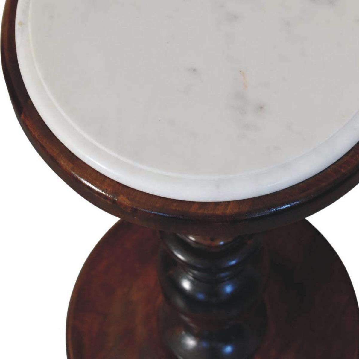 BEISTELLTISCH mit Kastanien-Finish, Marmorplatte oben, poliertes Braun - Braun, Holz (38/38/60cm) - Artisan Furniture