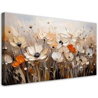 LEINWANDBILD Blumen auf einer Wiese Beige 120x60cm - Beige, Textil (120/60cm) - Feeby
