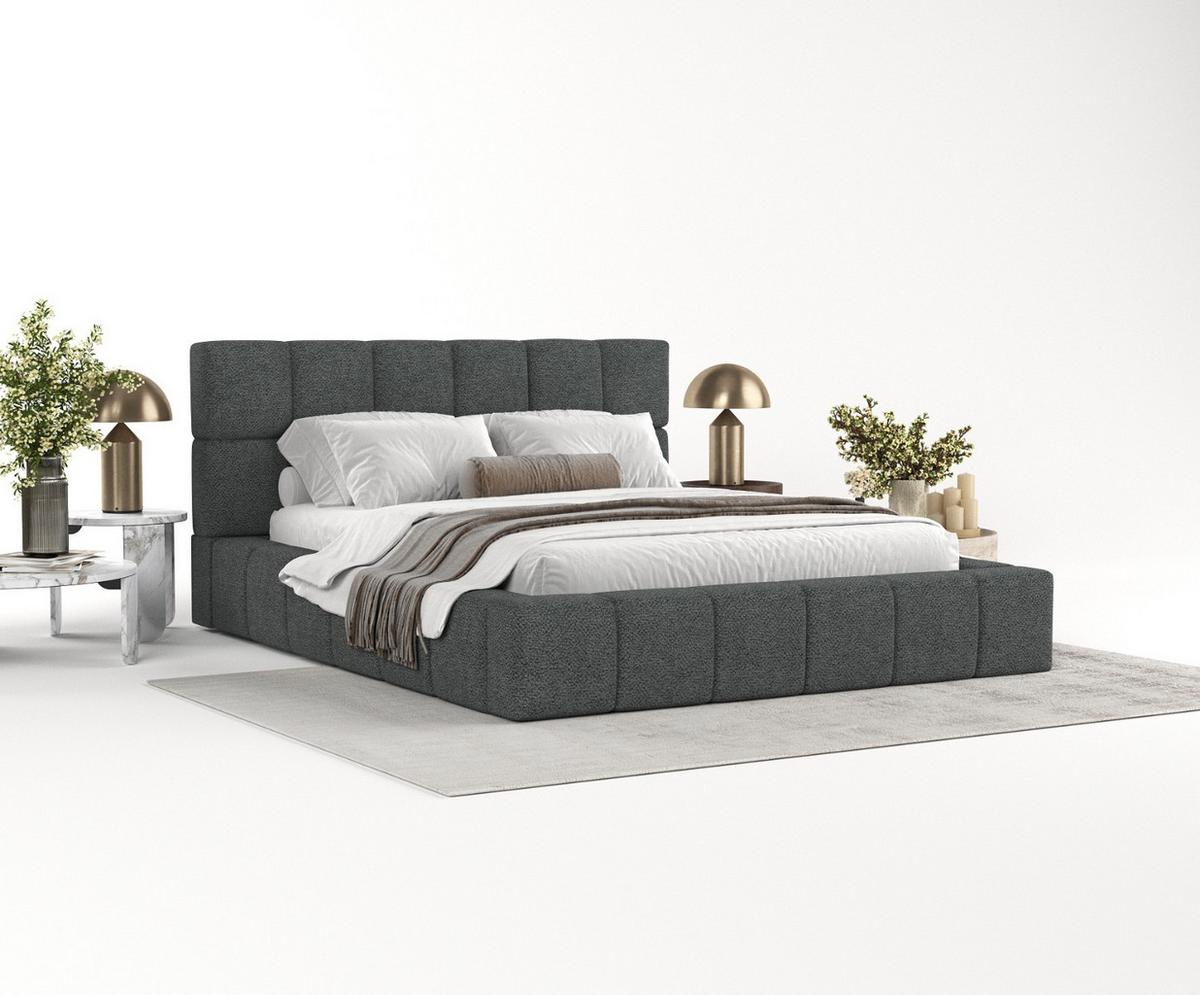 POLSTERBETT Paros mit Stauraum 180/200 cm Anthrazit im Bubble Stoff - Anthrazit/Schwarz, Holz/Holzwerkstoff (180/200cm) - AltaBeds