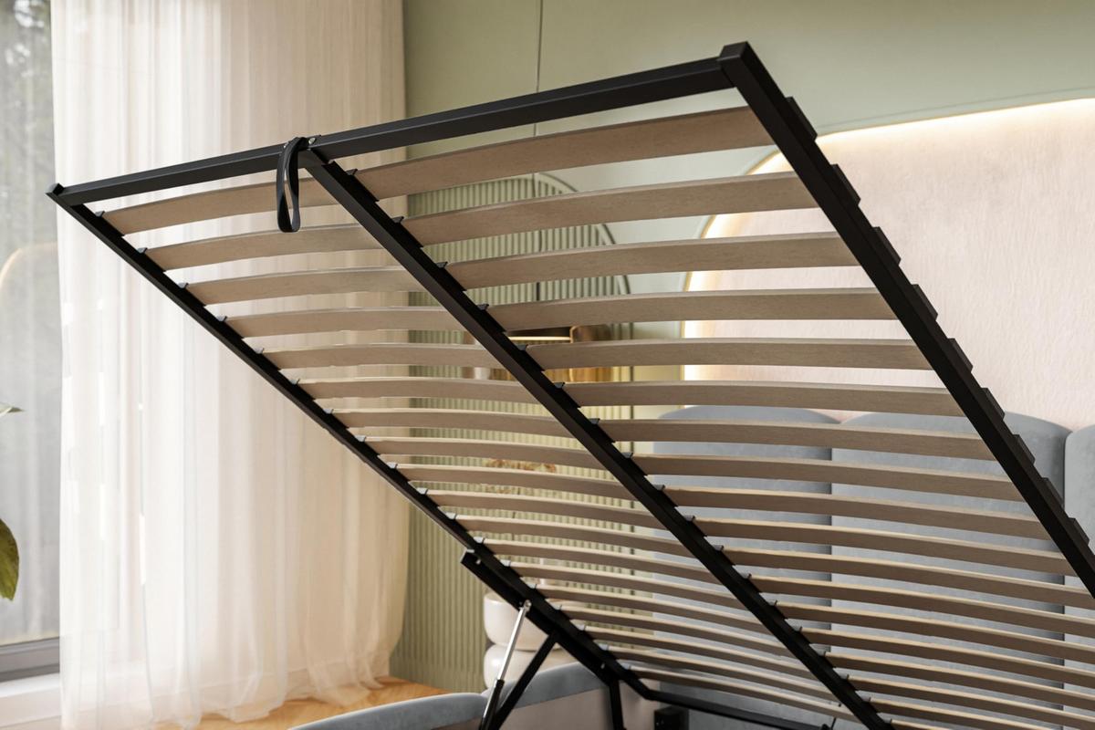 BETT 180x200 - Polsterbett mit Bettkasten und Metallrahmen - Modern Betten - Glatter Kronos-Stoff- Kollektion Zoya - Grün - Grün, Holz/Textil (180/200cm) - Alpi-Möbel