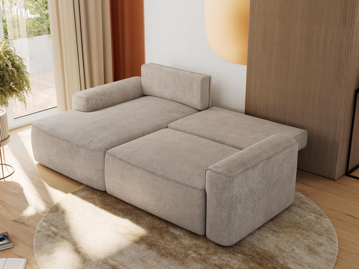 ECKSOFA BELLUNO L Beige Strukture - Links - Beige/Schwarz, Textil (144/233cm) - MKS