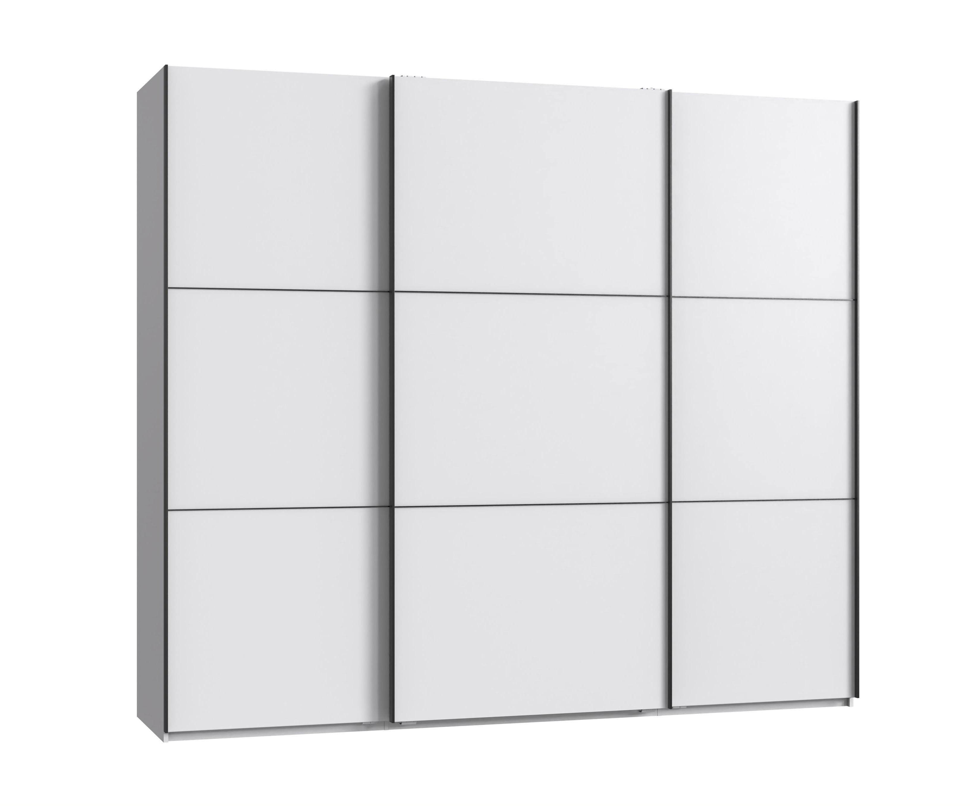 SCHWEBETÜRENSCHRANK 3-türig B250/H216/T65 cm in Weiß, Kleiderschrank inkl. Vollausstattung / 22010 - Rot/Weiß, Holzwerkstoff/Metall (250/216/65cm) - luma-home