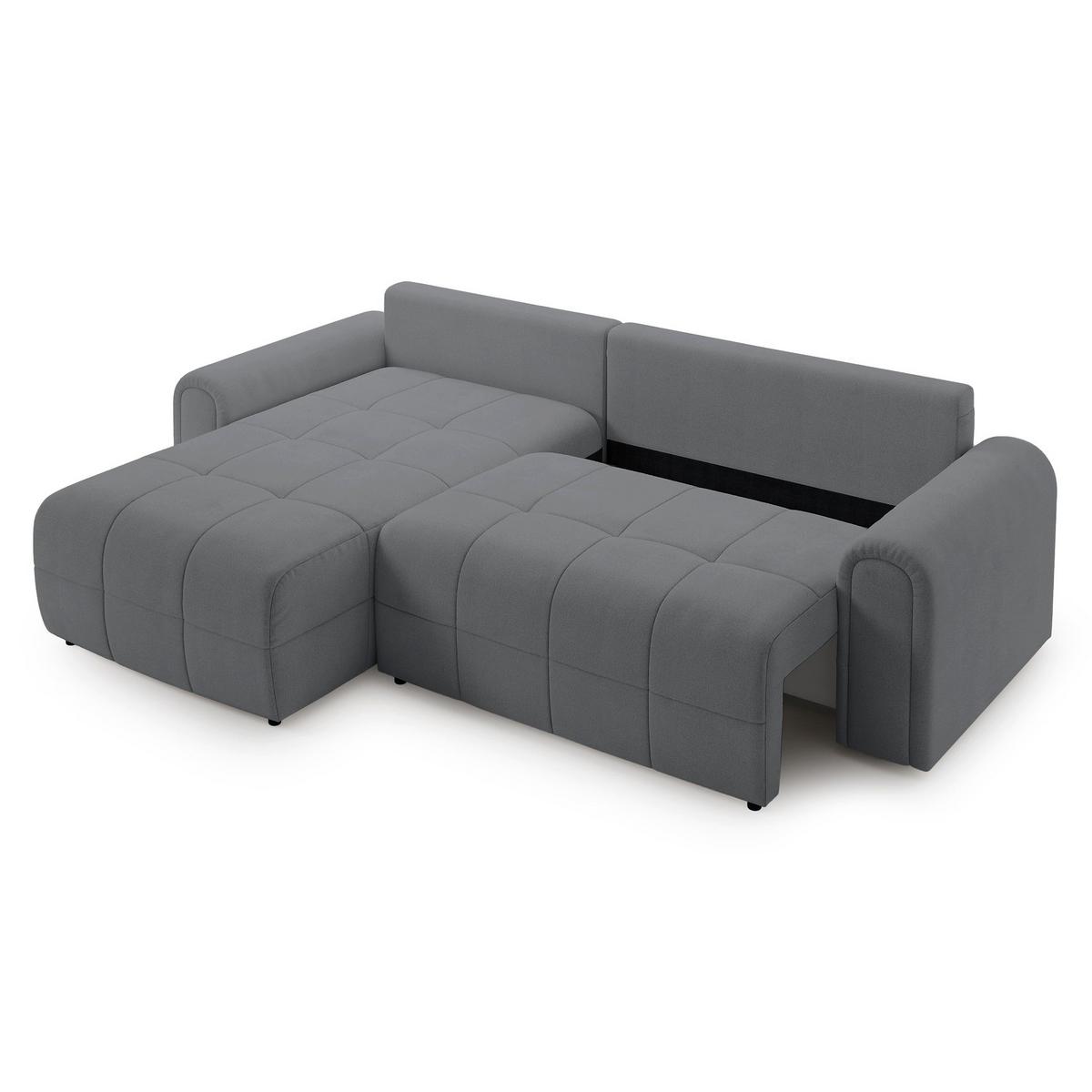 ECKSOFA Simolla Grau links - Schwarz/Grau, Kunststoff/Textil (268/180cm) - Selsey