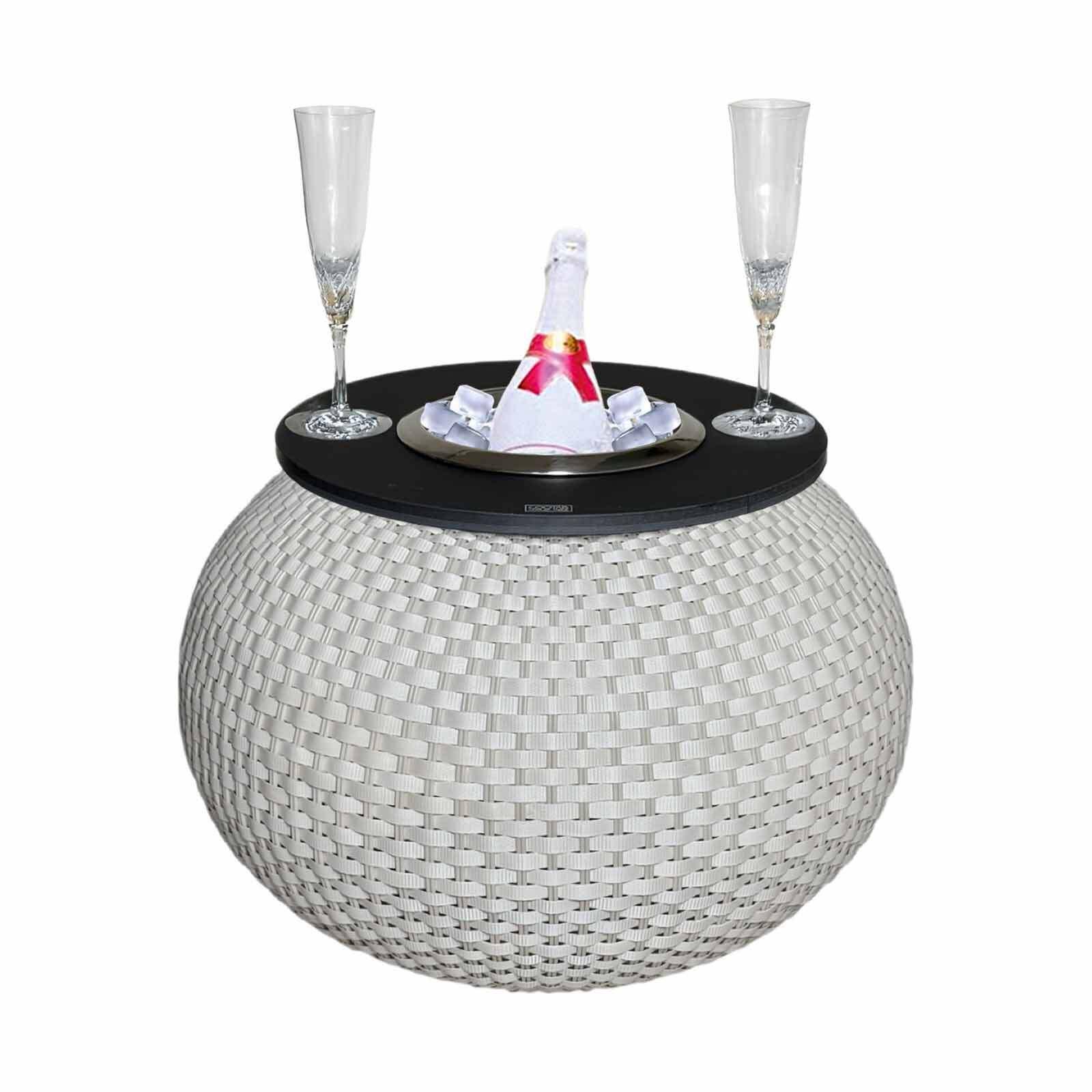 3-IN-1 LOUNGETISCH MIT EDELSTAHL-KÜHLER Milano Champagner/Schwarz 40 cm - Champagner/Schwarz, Kunststoff/Metall (55/55/40cm) - COOTAB Cooler Table