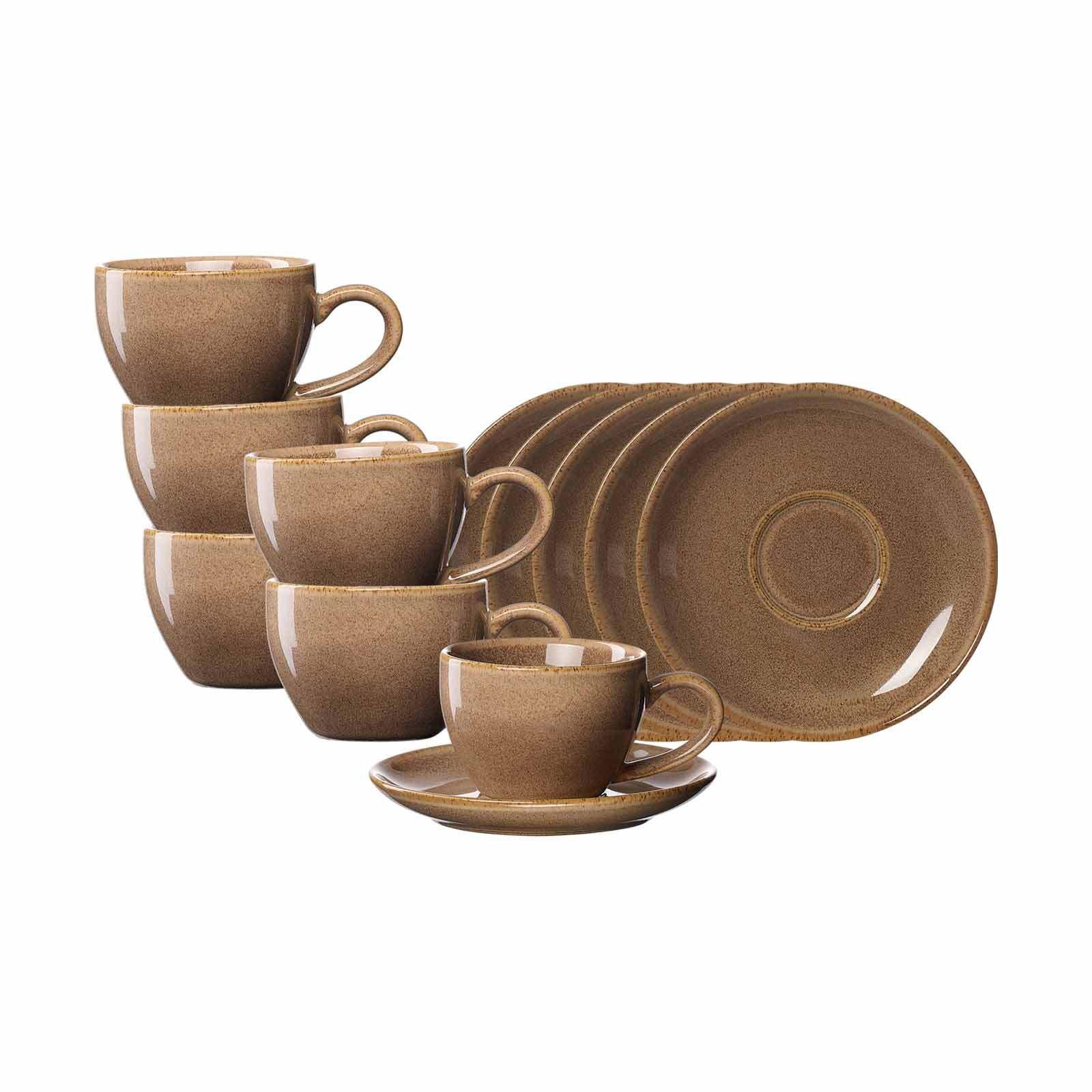ESPRESSOTASSEN MIT UNTERTASSEN Sahara Hellbraun 100 ml 6er Set - Hellbraun, Keramik (11.5/7/11.5cm) - Ritzenhoff Breker