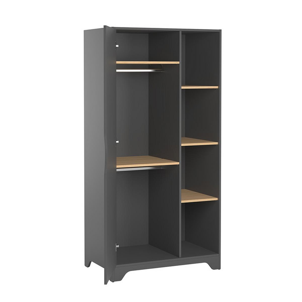BABYZIMMER 3-teilig Grau und Holz - Grau, Holzwerkstoff (88.5/189.5/52cm) - Petits-meubles