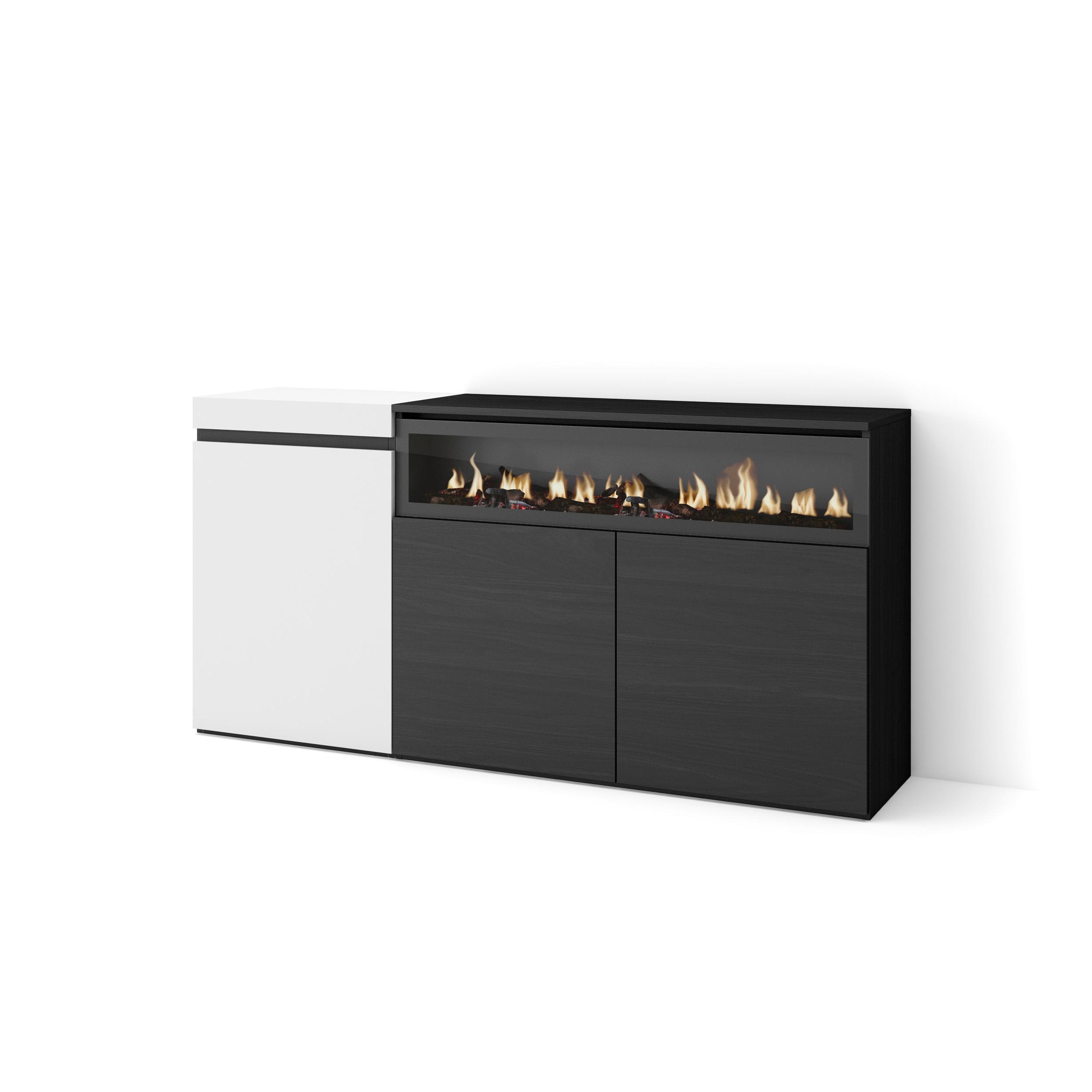 SIDEBOARD Elektrokamin, weiß und schwarz, 150/35/75cm - Multicolor, Holzwerkstoff (150/75/35cm) - Skraut Home