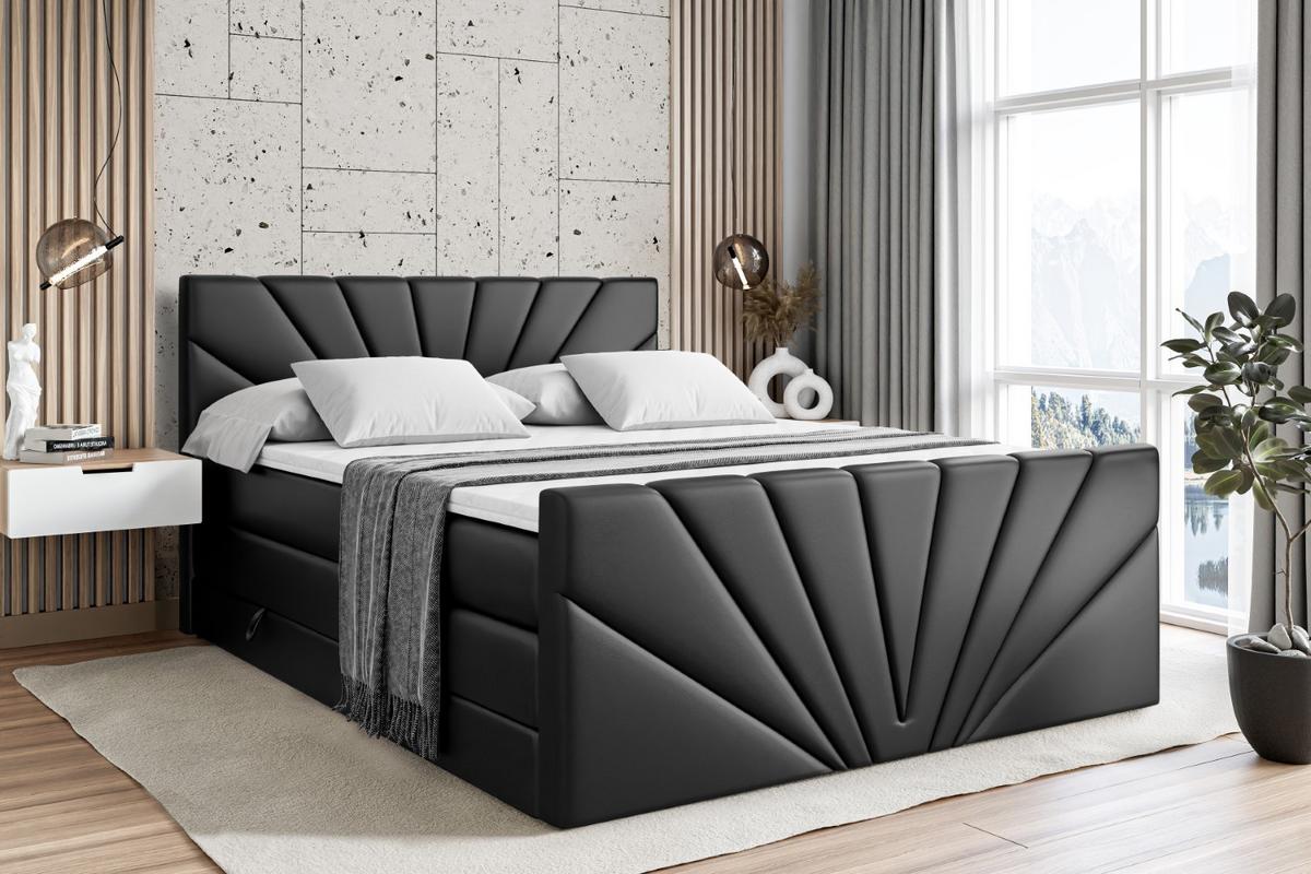 BOXSPRINGBETT MILTIO-Z KING - 140x200 - H3/H4 - Schwarz Hochglanz - Schwarz Hochglanz, Holzwerkstoff (140/200cm) - ALTDECOR