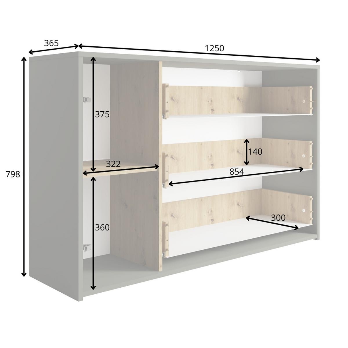 KOMMODE Graphit, Eiche Artisan 125/79,5/35 - Eiche Artisan, Holzwerkstoff (125/80/35cm) - RAUMHIRSCH FURNITURE