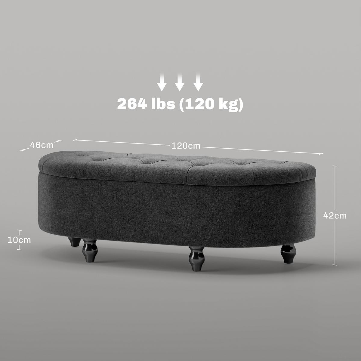 TRUHENBANK Velvet-Touch Dunkelgrau - Dunkelgrau/Schwarz, Holz/Kunststoff (46/42/120cm) - HOMCOM