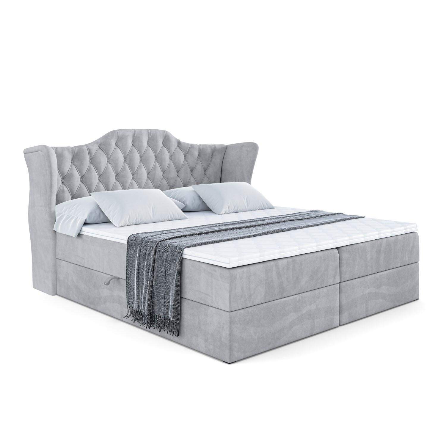 BOXBETT mit Matratze H3 und Lattenrost - VILA - 140x200 cm Hellgrau - Hellgrau, Holzwerkstoff (140/200cm) - ALTDECOR