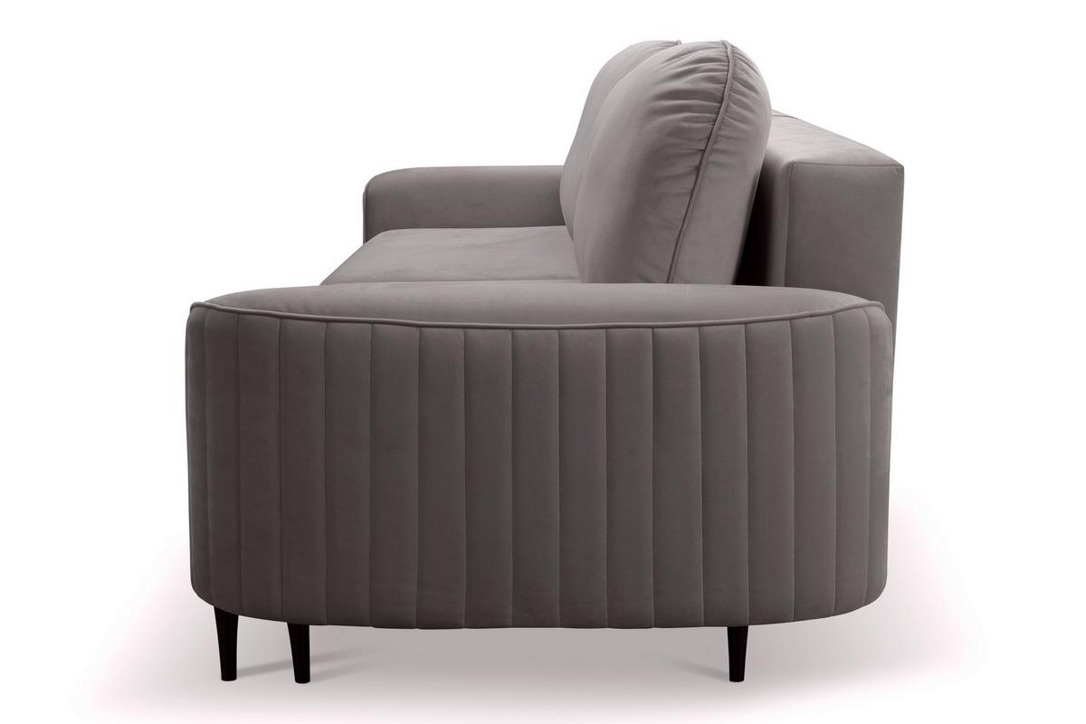 BETTSOFA FILO Grau Velours-Stoff mit Schlaffunktion - Grau, Holz (244/92/102cm) - MASSENO