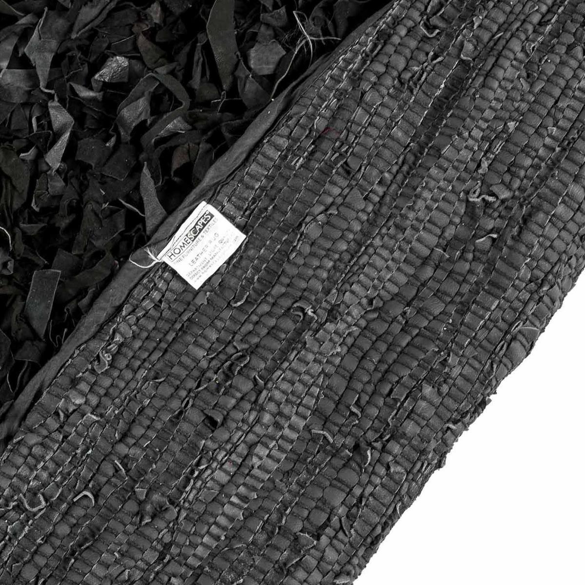 SHAGGY-TEPPICH Dallas rund 150 cm - Schwarz, Leder (150/150cm) - Homescapes