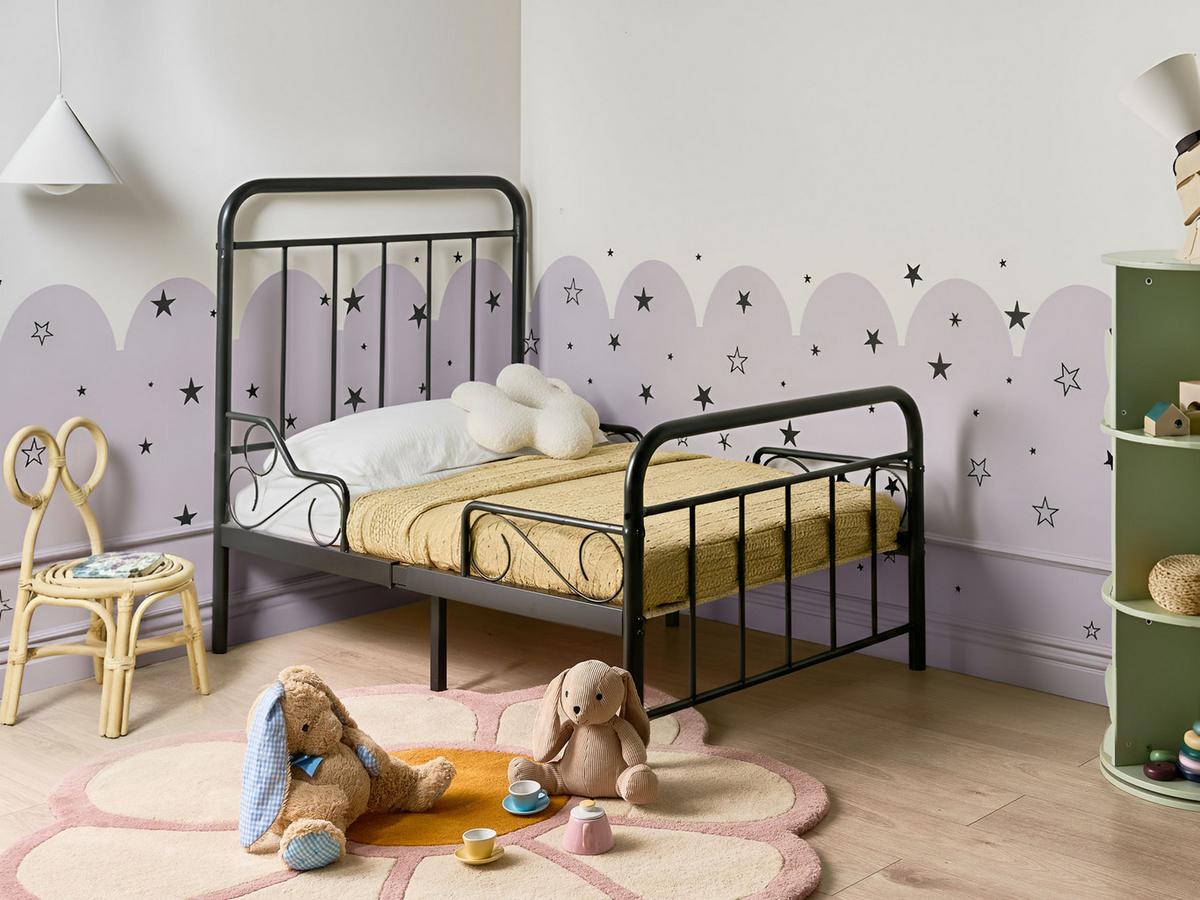 KINDERBETT mitwachsend Metall 90/200 cm Schwarz Anais - Schwarz, Metall (90/200cm) - Beliani