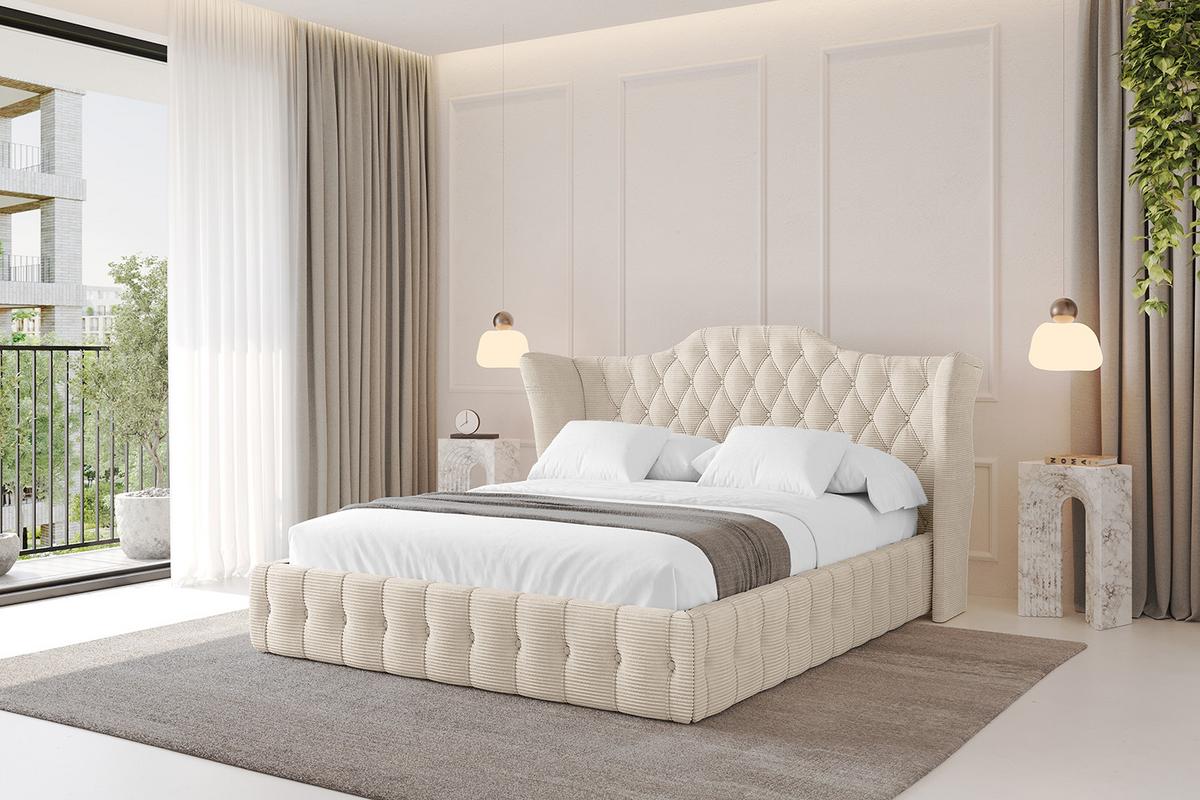 POLSTERBETT mit Bettkasten und Lattenrost, Boxbett ohne Matratze - MODY 120x200 Beige - Creme, Holzwerkstoff/Textil (120/200cm) - ALTDECOR