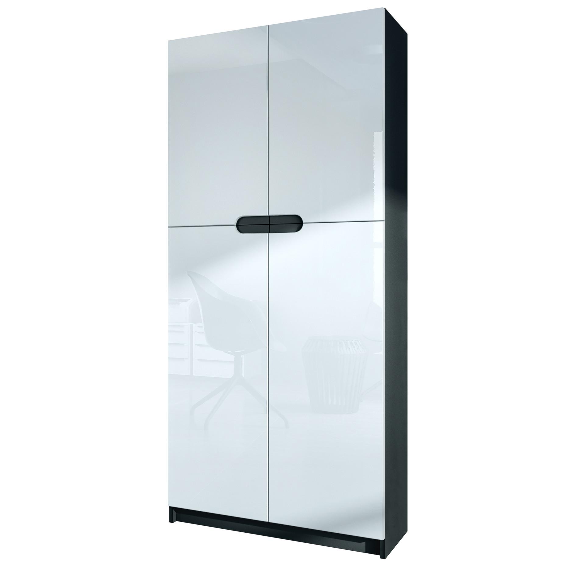 BÜROSCHRANK Logan Fronten in Weiß Hochglanz - Weiß Hochglanz, Holzwerkstoff (82/184/37cm) - Vladon