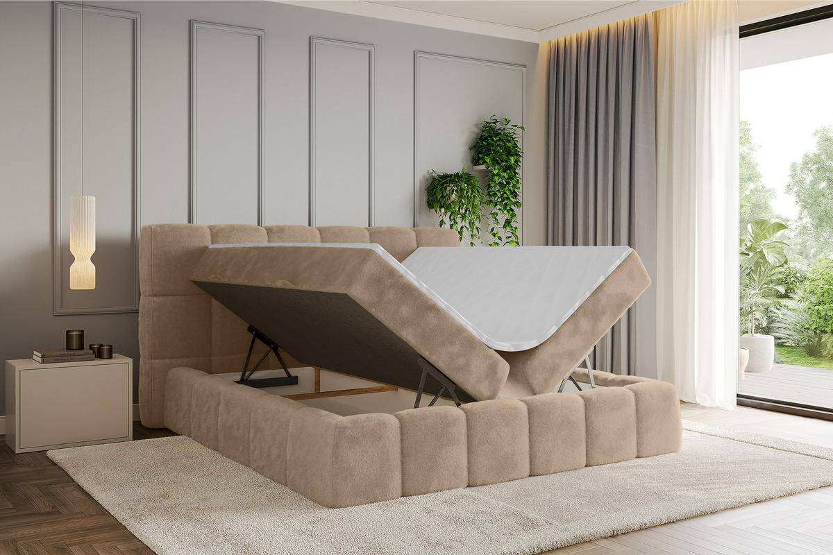 BOXBETT - AURI-H3 - 180x200 Beige Lapitt - Cappuccino, Holzwerkstoff (180/200cm) - ALTDECOR