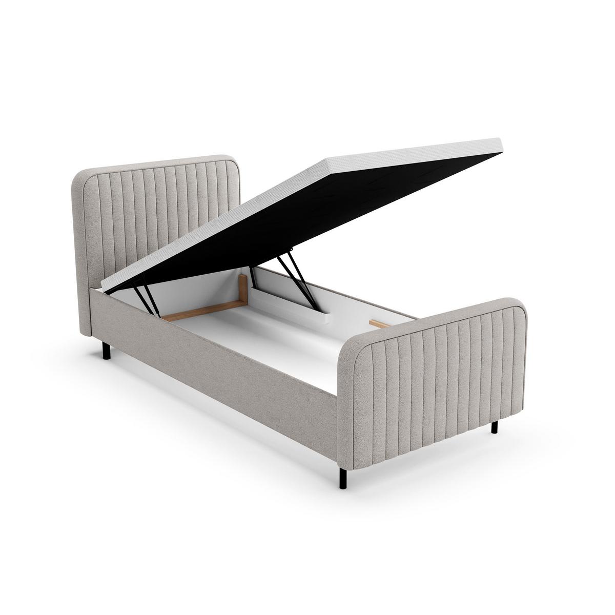 POLSTERBETT Lami 90x200, Einzelbett mit Bettkasten, ohne Matratze, Dunkelbeige - Sandfarben/Schwarz, Textil/Metall (90/200cm) - Beautysofa