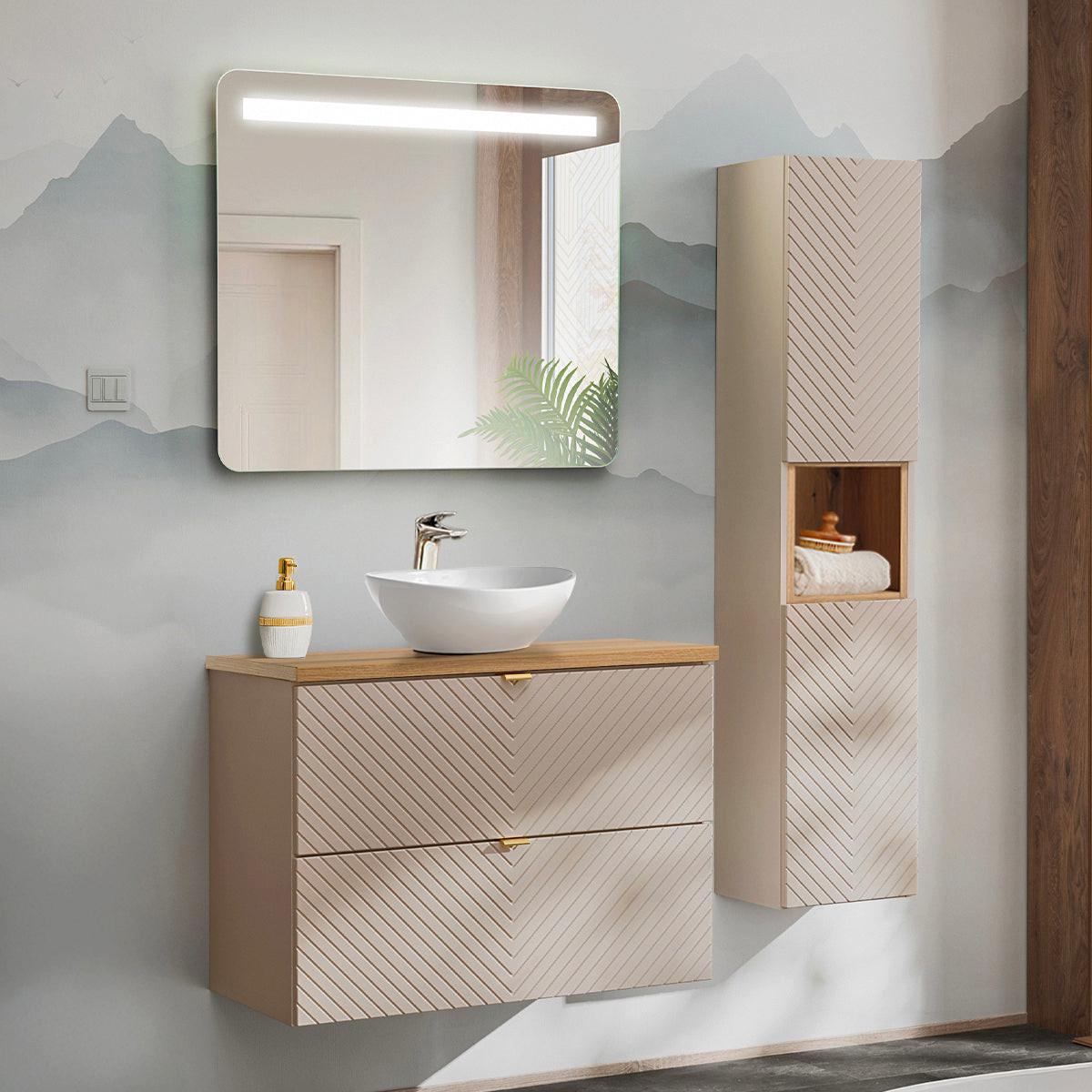 WASCHTISCHUNTERSCHRANK 80.4cm Manoa Kaschmir - Beige, Holzwerkstoff (80.4/59/40cm) - Petits-meubles