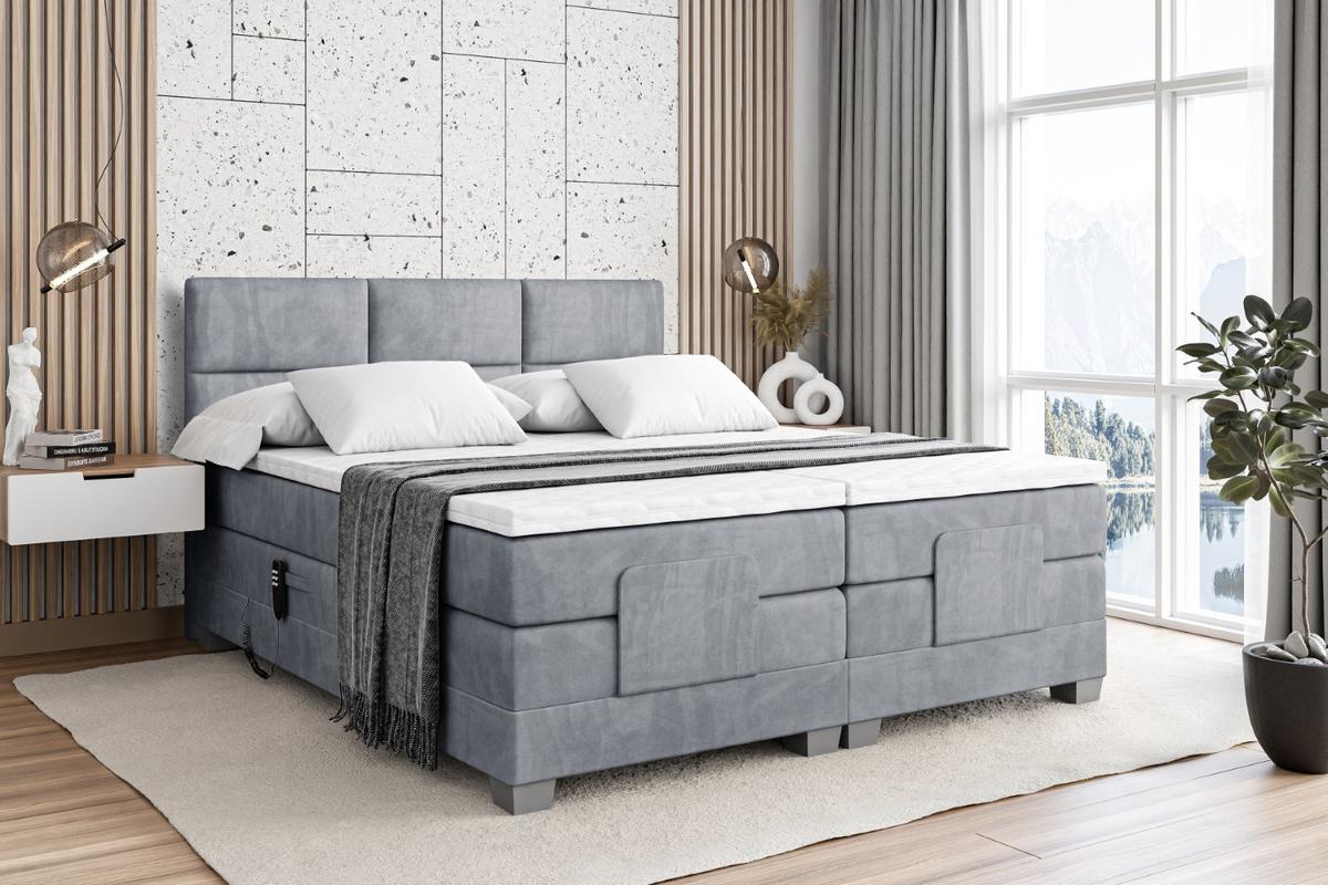 BOXSPRINGBETT elektrisch verstellbar mit 2 Matratzen H4/Taschenfederung PROT EL 160 x 200 Hellgrau - Hellgrau, Holzwerkstoff (167/200cm) - ALTDECOR
