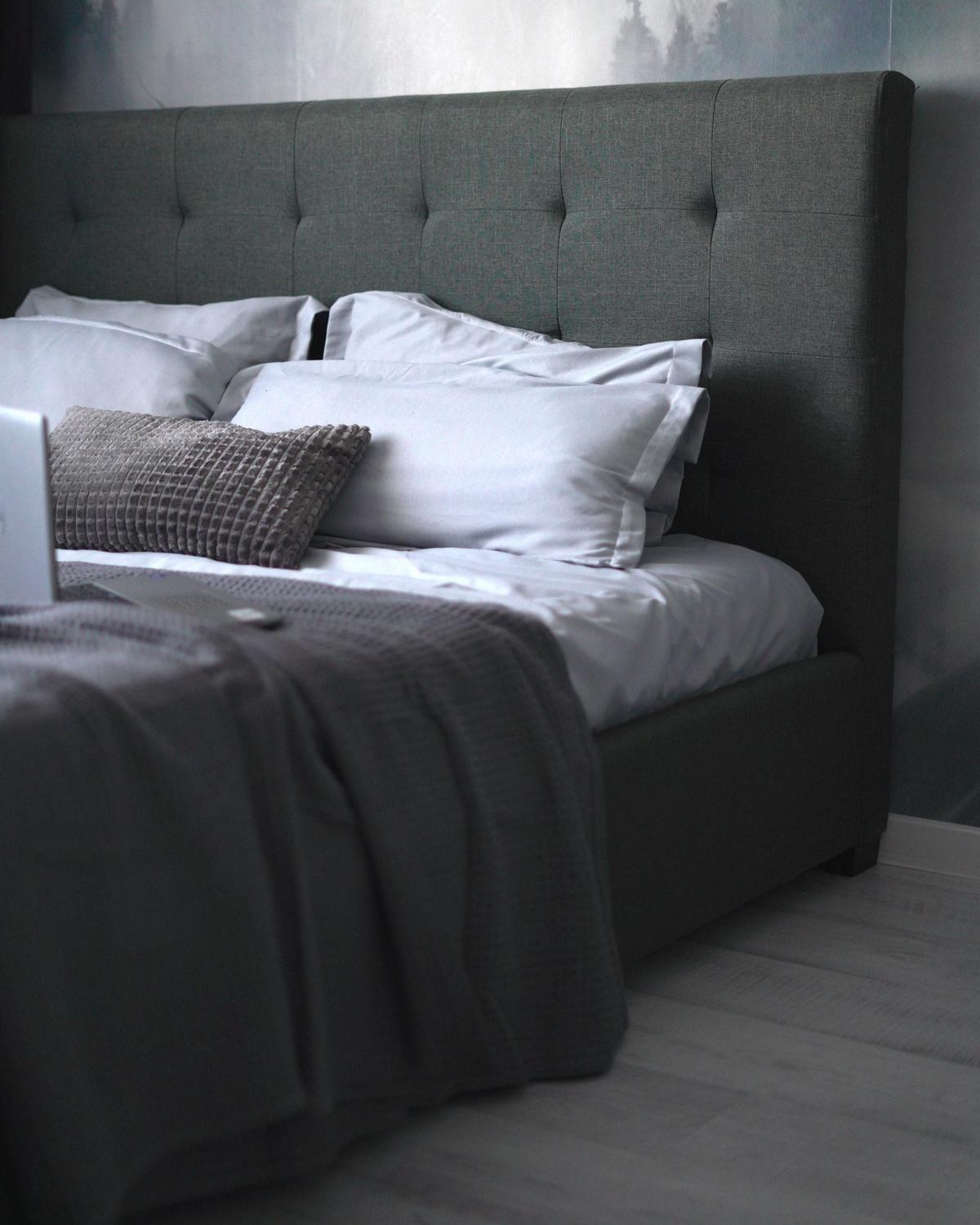 POLSTERBETT160X200 cm Grau La Rochelle - Dunkelgrau, Textil (160/200cm) - Beliani