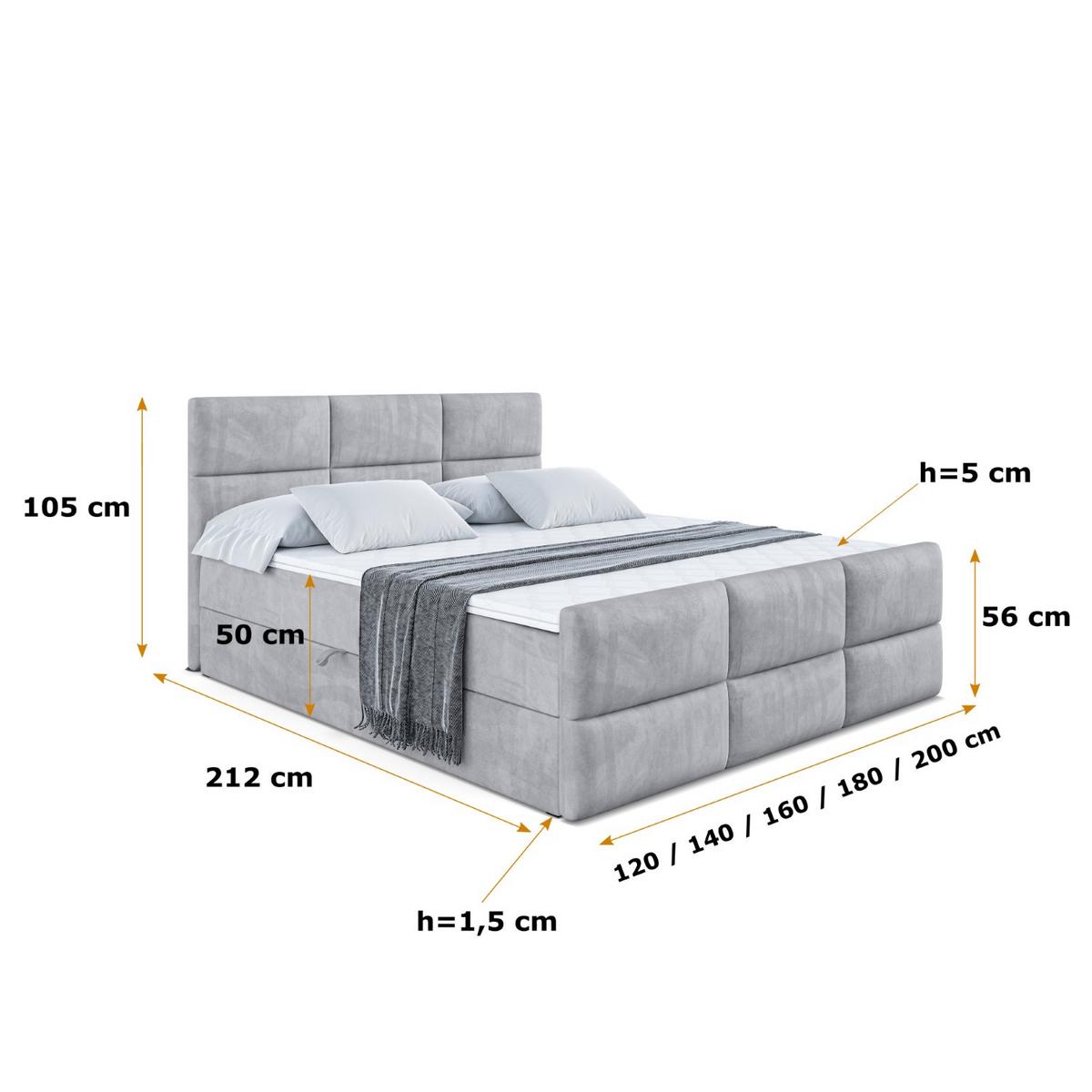 BOXBETT OHIO-Z - 140x200 cm - H4 - Hellgrau - Hellgrau, Holzwerkstoff (140/200cm) - ALTDECOR