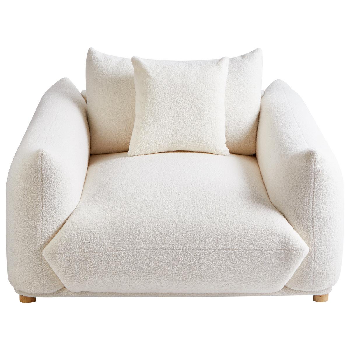 SESSEL Bouclé Cremeweiß Luvos - Creme/Weiß, Textil (120/74/108cm) - Beliani