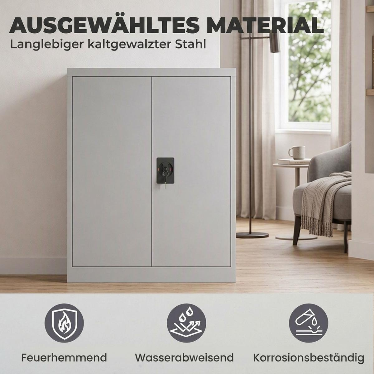AKTENSCHRANK kaltgewalzter Stahl grau - Grau, Metall (40/92.5/80cm) - Vinsetto