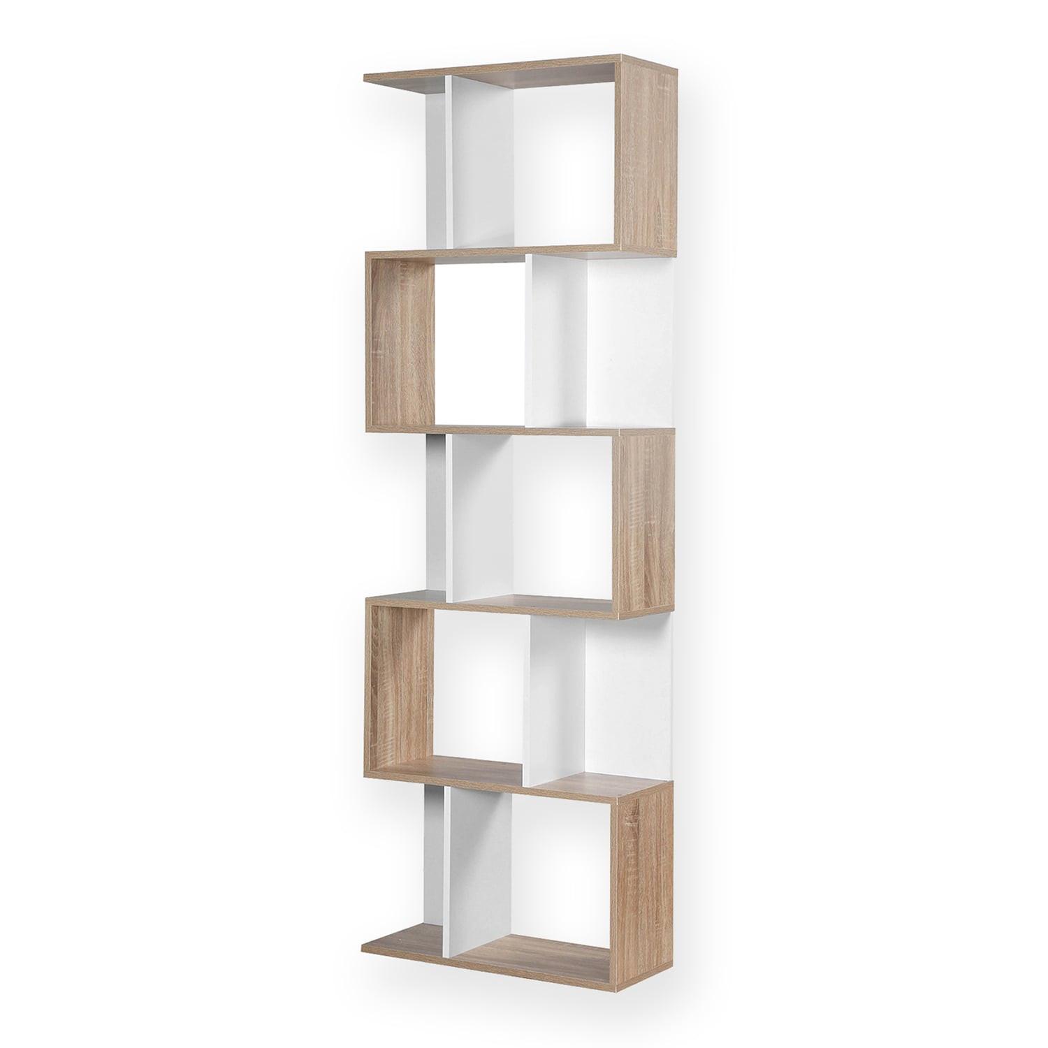 BÜCHERREGAL mit mehreren Fächern H180 cm - Dekor Holz und Weiß - Eschefarben, Holzwerkstoff (24/180/29cm) - Calicosy