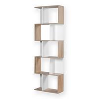 BÜCHERREGAL mit mehreren Fächern H180 cm - Dekor Holz und Weiß - Eschefarben, Holzwerkstoff (24/180/29cm) - Calicosy