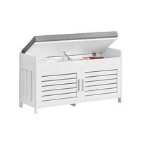 SCHUHBANK Weiß - Weiß, Holzwerkstoff (90/50/33cm) - SoBuy