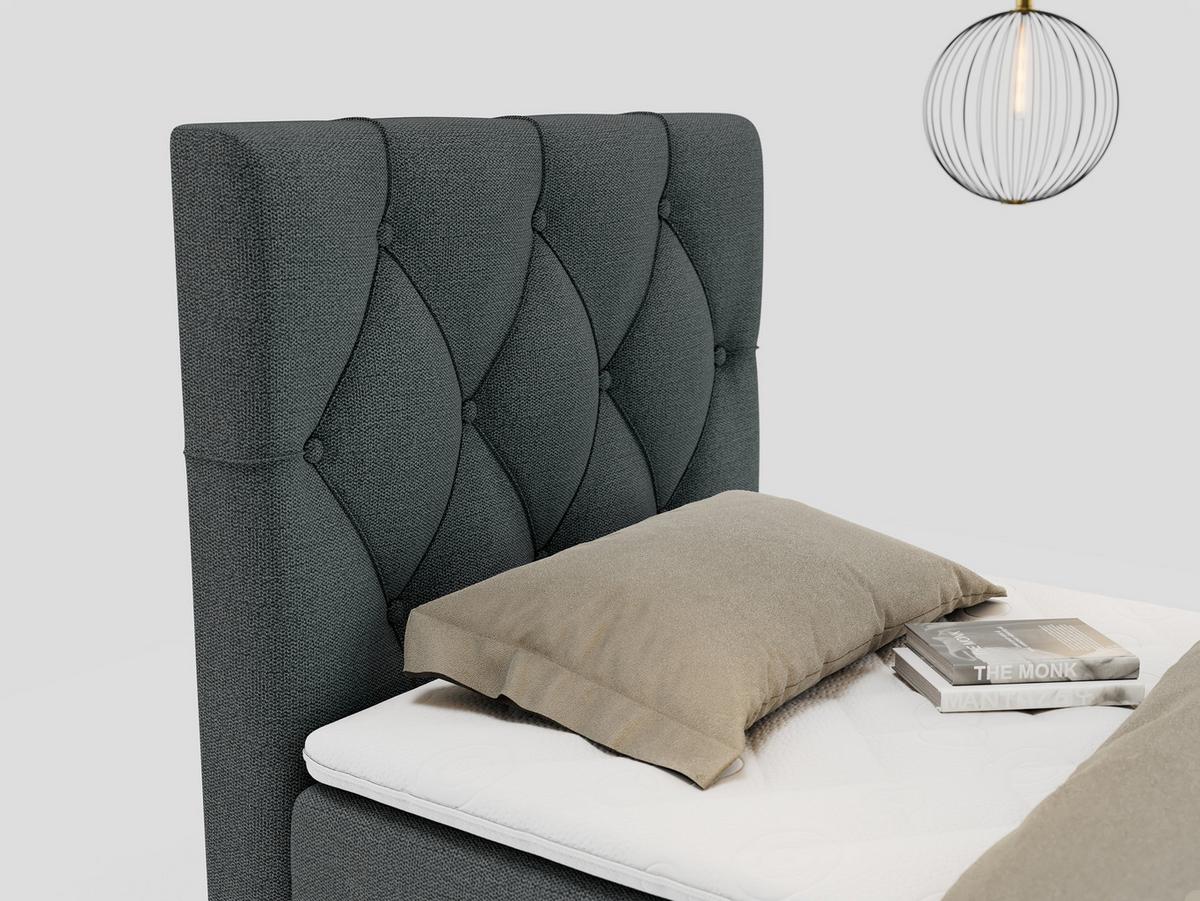 BOXBETT ALDA 90/200 Dunkelgrau Struktur - H3 - Links Seite - Dunkelgrau, Holz/Textil (90/200cm) - MKS