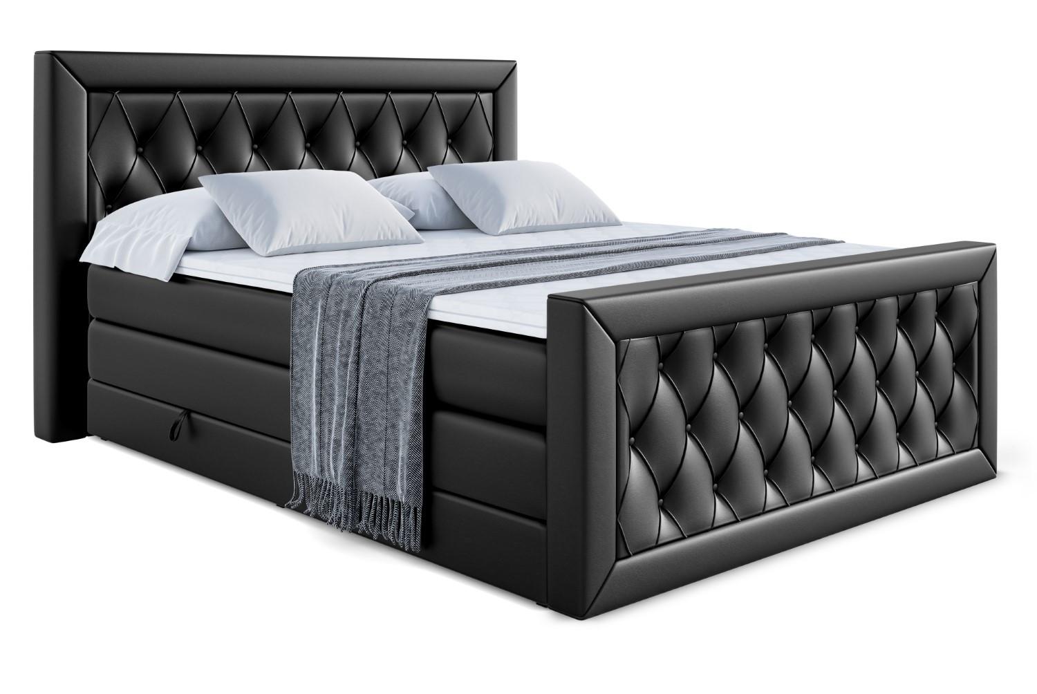 BOXSPRINGBETT NOEL-Z KING - 140 x 200 - H3/H4 - Schwarz Hochglanz - Schwarz Hochglanz, Holzwerkstoff (140/200cm) - ALTDECOR