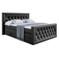 BOXSPRINGBETT NOEL-Z KING - 140 x 200 - H3/H4 - Schwarz Hochglanz - Schwarz Hochglanz, Holzwerkstoff (140/200cm) - ALTDECOR