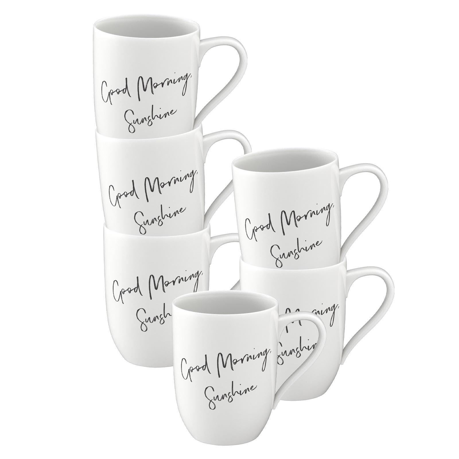 BECHER MIT HENKEL 'GOOD MORNING, SUNSHINE' Statement weiß 290 ml 6er Set - Weiß, Keramik (0.29L) - Villeroy & Boch