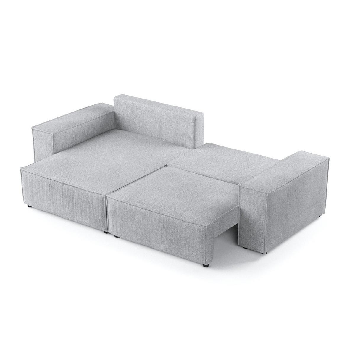 ECKSOFA SENSO mit Schlaffunktion Hellbeige im City Stoff - Hellgrau/Schwarz, Holz/Holzwerkstoff (255/148cm) - AltaBeds