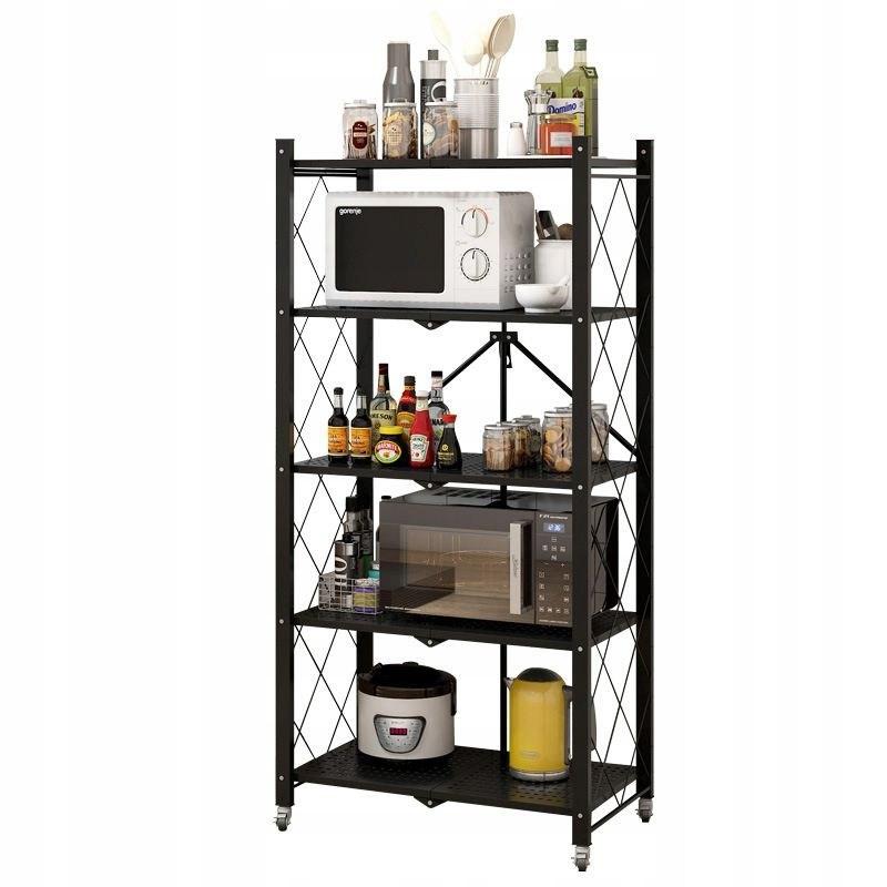 METALLREGAL Klappbar mit Rollen - Schwarz, Metall (72/163/34cm) - RAUMHIRSCH FURNITURE