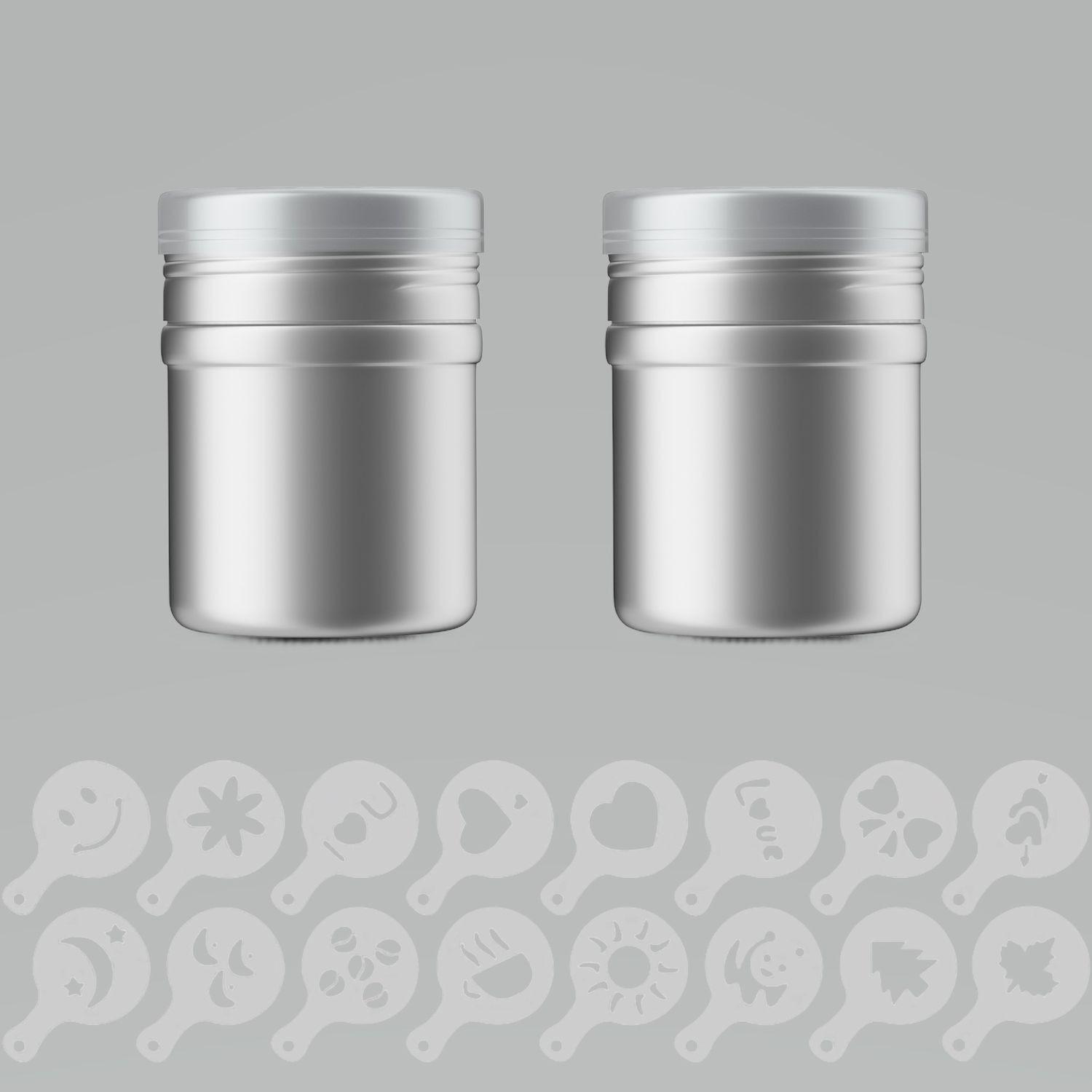 PUDERSTEUER Pulverschüttler Schablonen 18-teiliges Set - Multicolor, Metall (5.3/7/5.3cm) - Intirilife