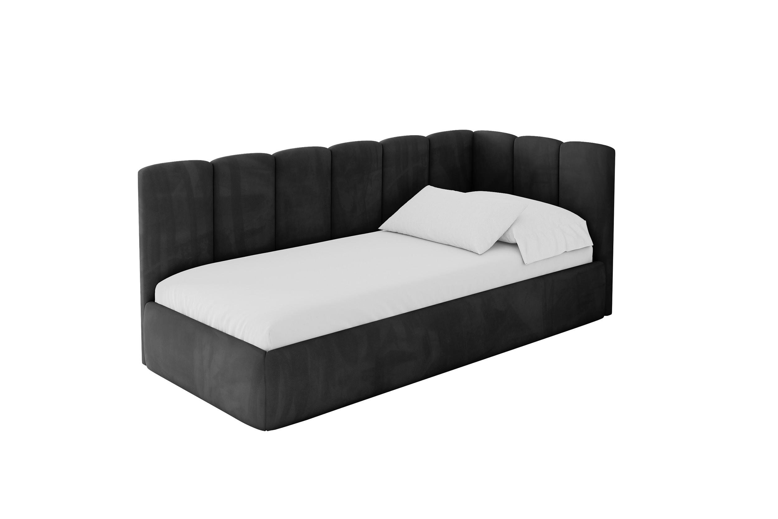 EINZELLBETT Jugendbett mit Bettkasten, Links - DEXY 100x200 Schwarz - Schwarz, Holzwerkstoff/Textil (100/200cm) - ALTDECOR