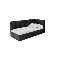 EINZELLBETT Jugendbett mit Bettkasten und Matratze H3/H4, Links - DEXY 100x200 Schwarz - Schwarz, Holzwerkstoff/Textil (100/200cm) - ALTDECOR
