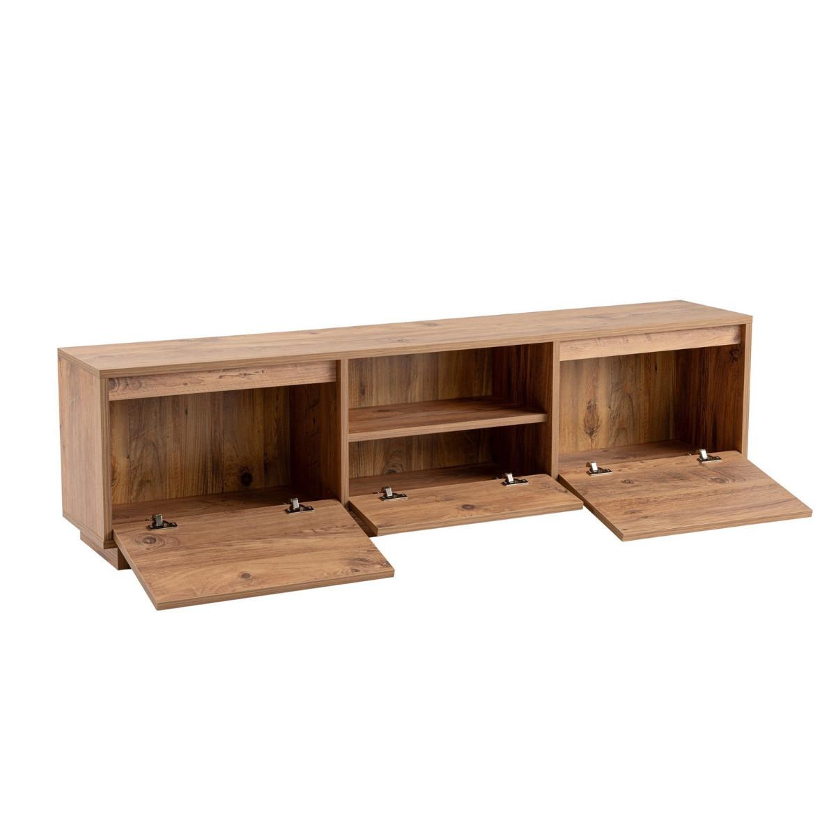 TV-MÖBEL mit 3 klappbaren türen und 1 offenem fach - vanguard 160/29,5/42 cm - Kieferfarben, Holzwerkstoff (29.5/42/44cm) - Calicosy