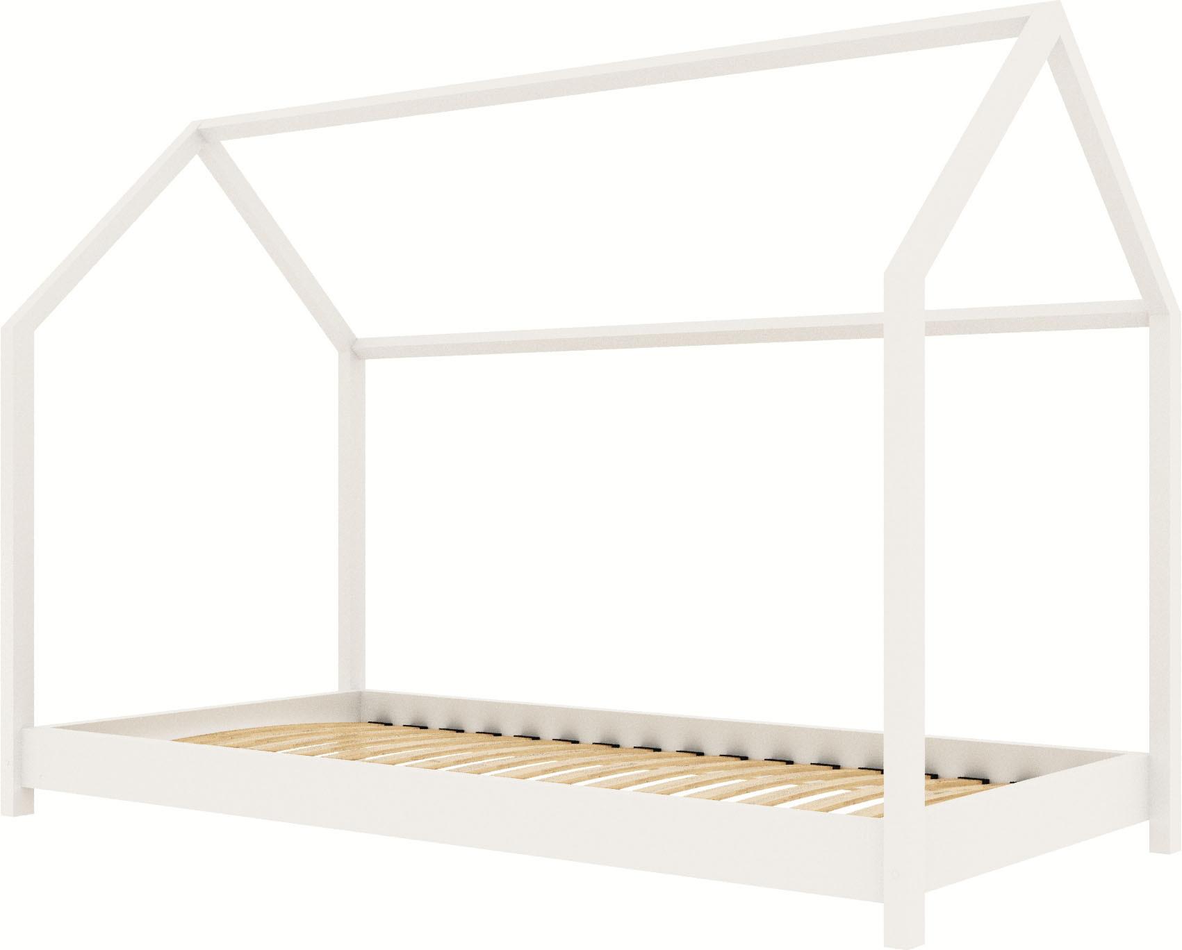 HAUSBETT aus Holz, Weiß 90x200 cm - Weiß, Holz (200/90cm) - WFL GROUP