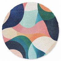 FUSSMATTE Abstrakt - Blau - Rosa Fußabtreter 120x120 cm - Multicolor, Kunststoff (120/0.4cm) - MuchoWow