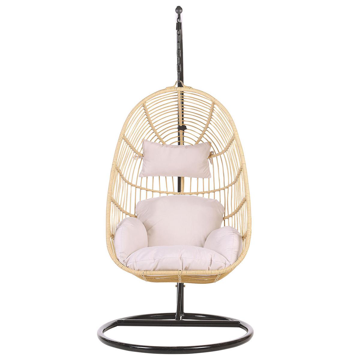 HÄNGESESSEL mit Gestell PE Rattan natürlich 97 cm Casoli - Naturfarben, Kunststoff (97/199/97cm) - Beliani