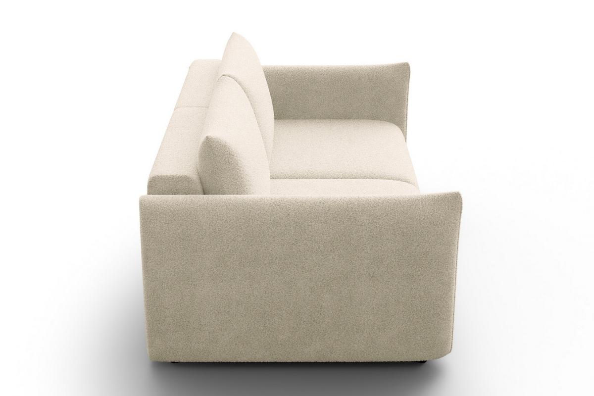 SOFA TAUER 3-Sitzer, Bouclé-Stoff ecru - Ecru/Schwarz, Holz/Textil (206/84/112cm) - Courtois Laville