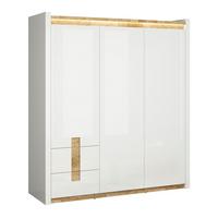 SCHRANK 3 Türen Helios Weiß und Holz - Weiß, Holzwerkstoff (180/202/60cm) - Petits-meubles