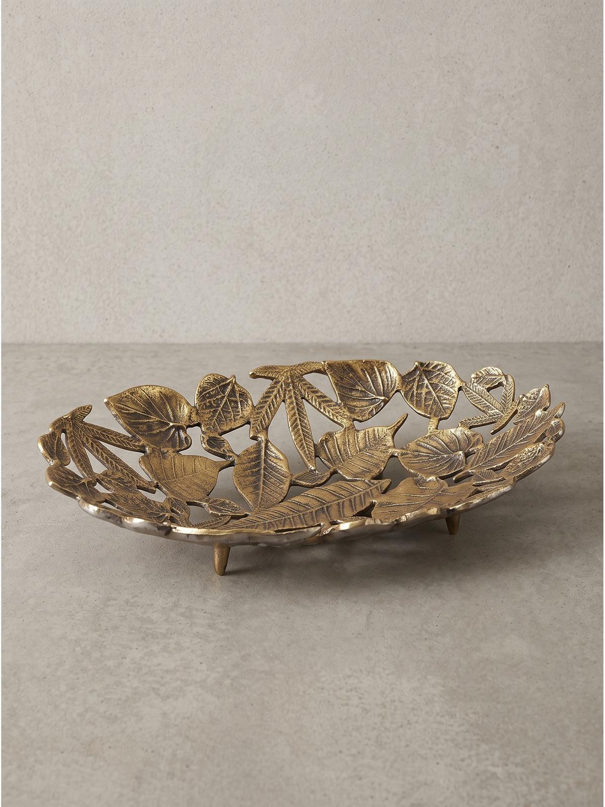 DEKOSCHALE RECANATI, Aluminium, handgefertigt, Gold, 49 x 31 x 8 cm - Goldfarben, Metall (8cm) - KADIMA DESIGN