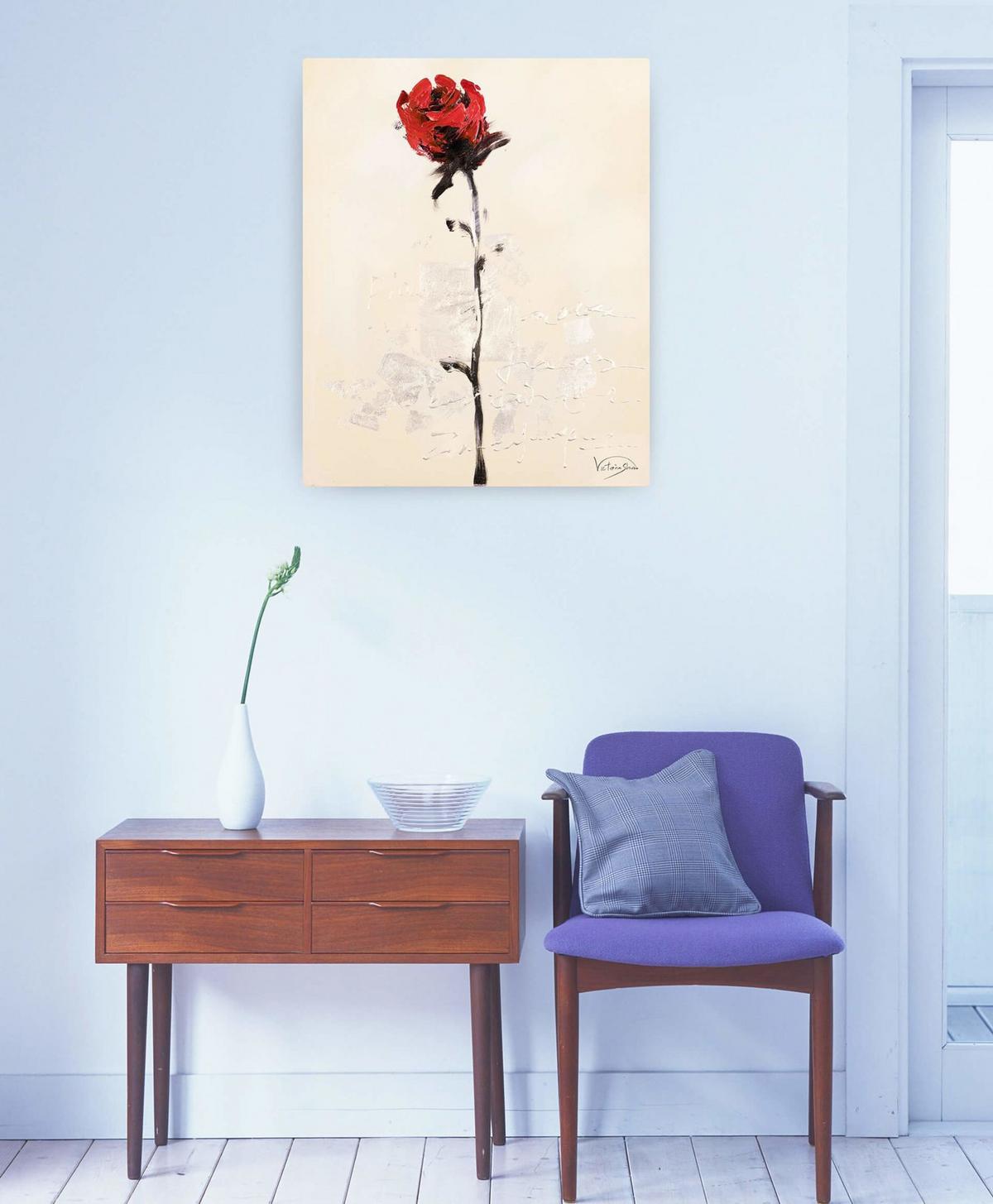 ACRYLBILD HANDGEMALT 50/60 cm - Beige/Rot, Holz/Textil (50/60cm) - KUNSTLOFT