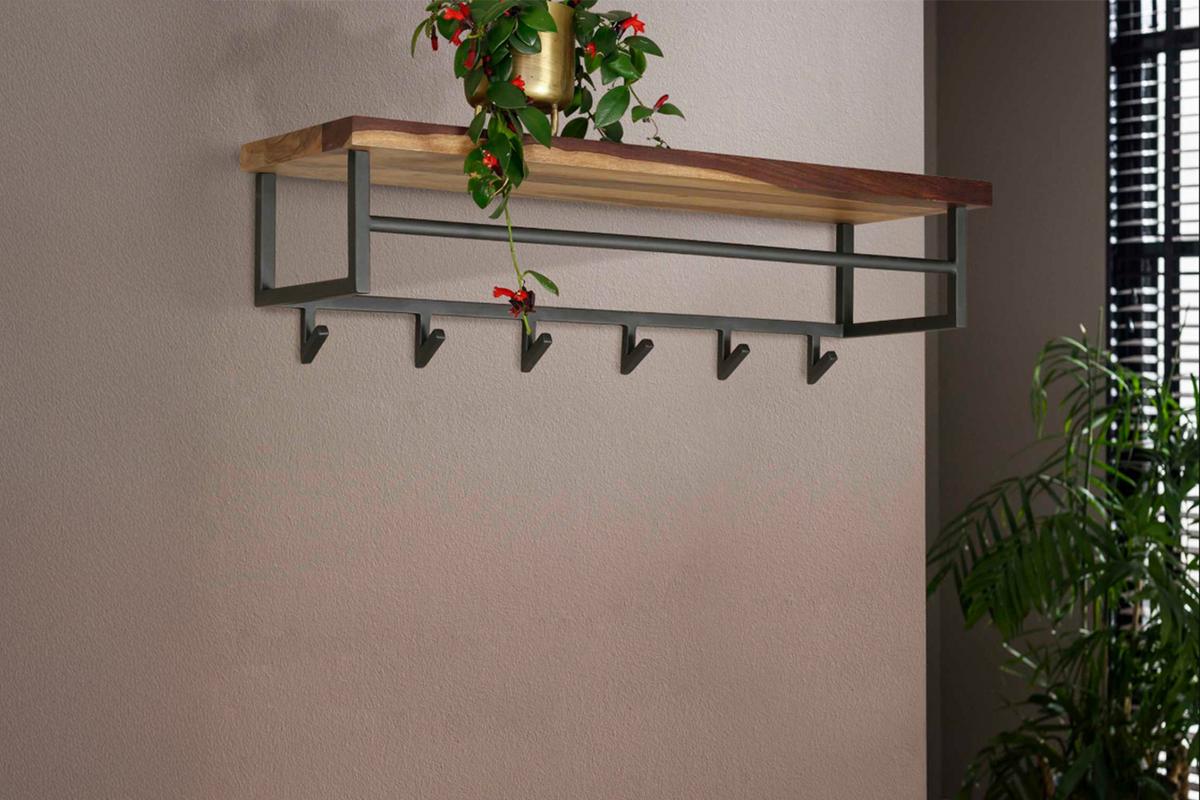 GARDEROBE ADELIA Grau Nussbaum - Grau, Metall (100/27/30cm) - KAWOLA