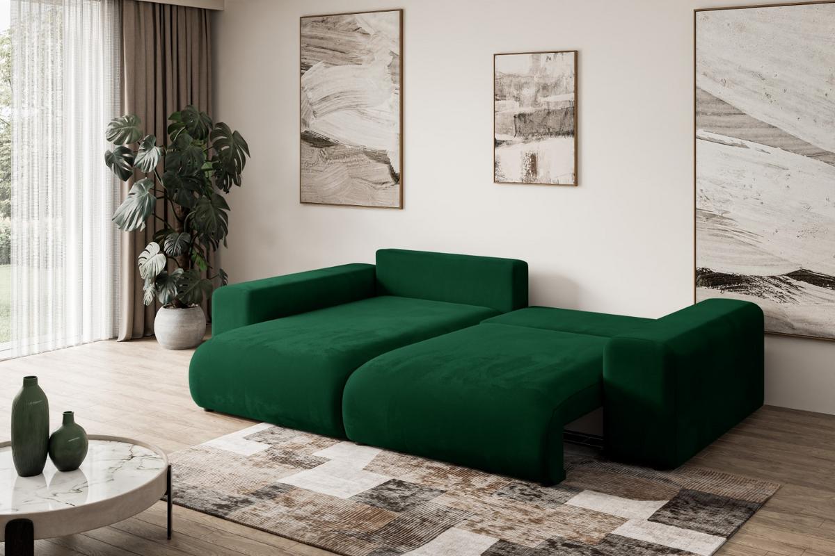 ECKSOFA Ottomane links ESKAR-L 266x176x72 Dunkelgrün Cord - Dunkelgrün/Schwarz, Holzwerkstoff/Kunststoff (266/176cm) - ALTDECOR